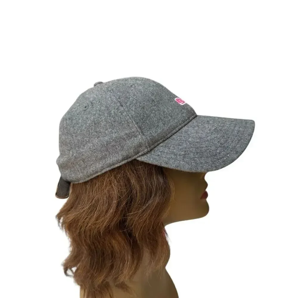 Vineyard Vines Wool Blend Adjustable Strap Back Whale Baseball Cap Gray Hat